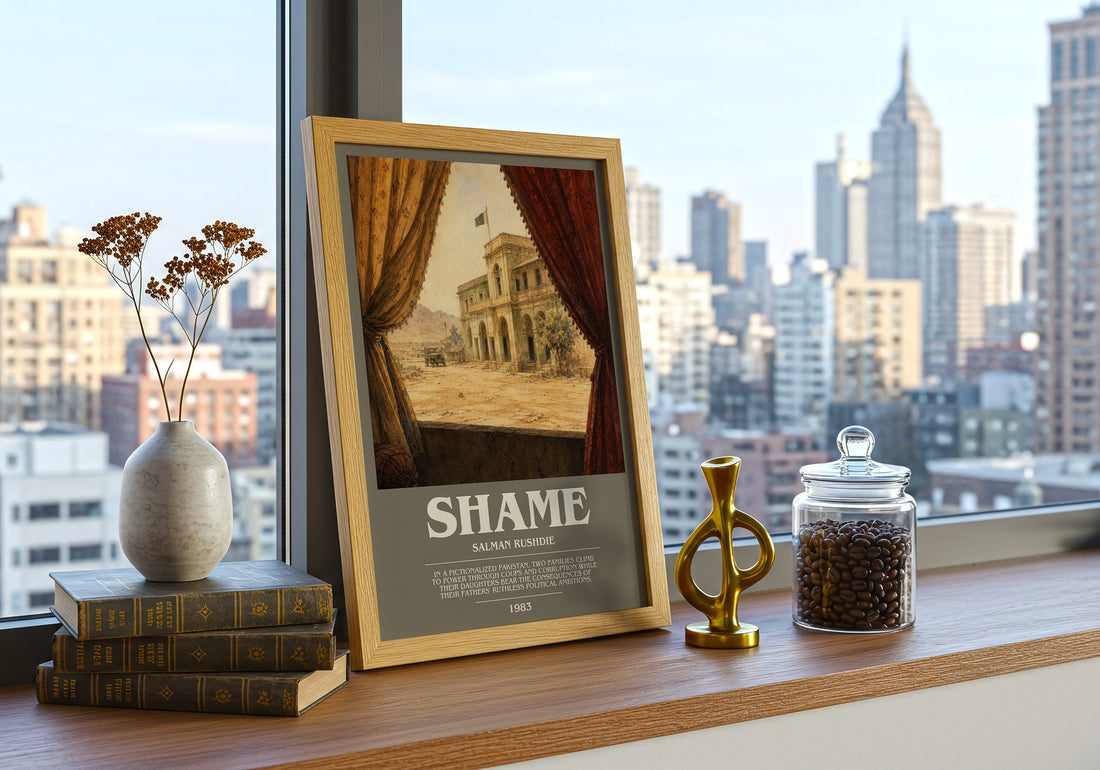 Shame bookish print framed by window – literary home decor