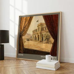 Shame Literary Art Print by Salman Rushdie – large square framed print leaning against a wall