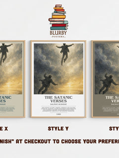 The Satanic Verses bookish print in frame leaning in hallway – literary fiction wall art