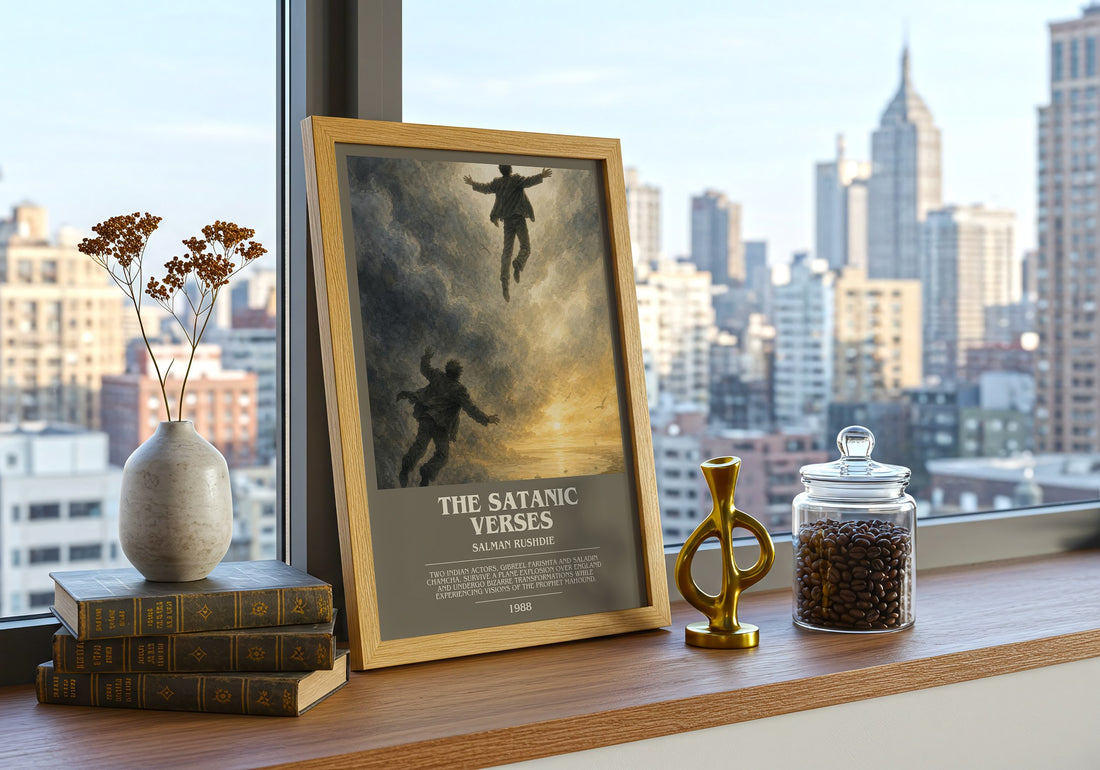The Satanic Verses bookish print framed by window – literary home decor