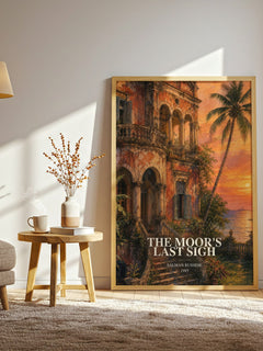 The Moor's Last Sigh watercolour print in frame leaning in hallway – literary fiction wall art
