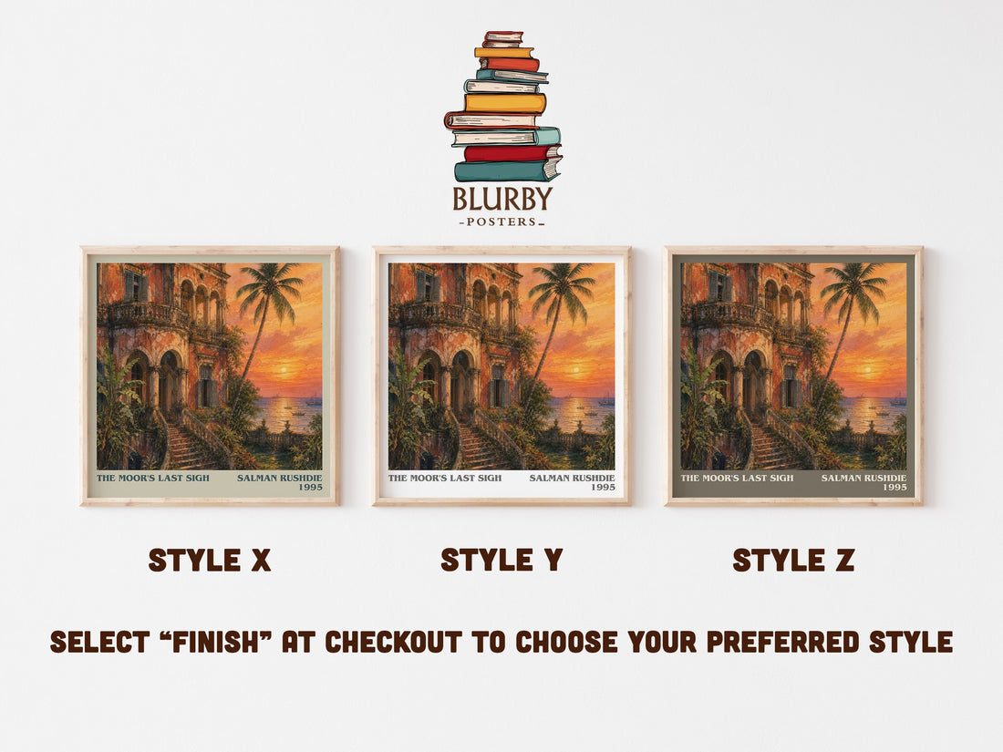 The Moor's Last Sigh literary print in frame leaning in hallway – literary fiction wall art (mockup)