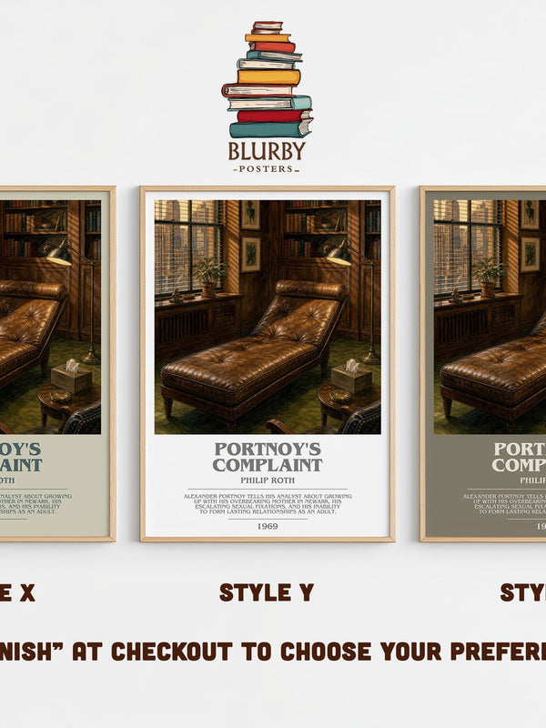 Portnoy's Complaint bookish print in frame leaning in hallway – literary fiction wall art
