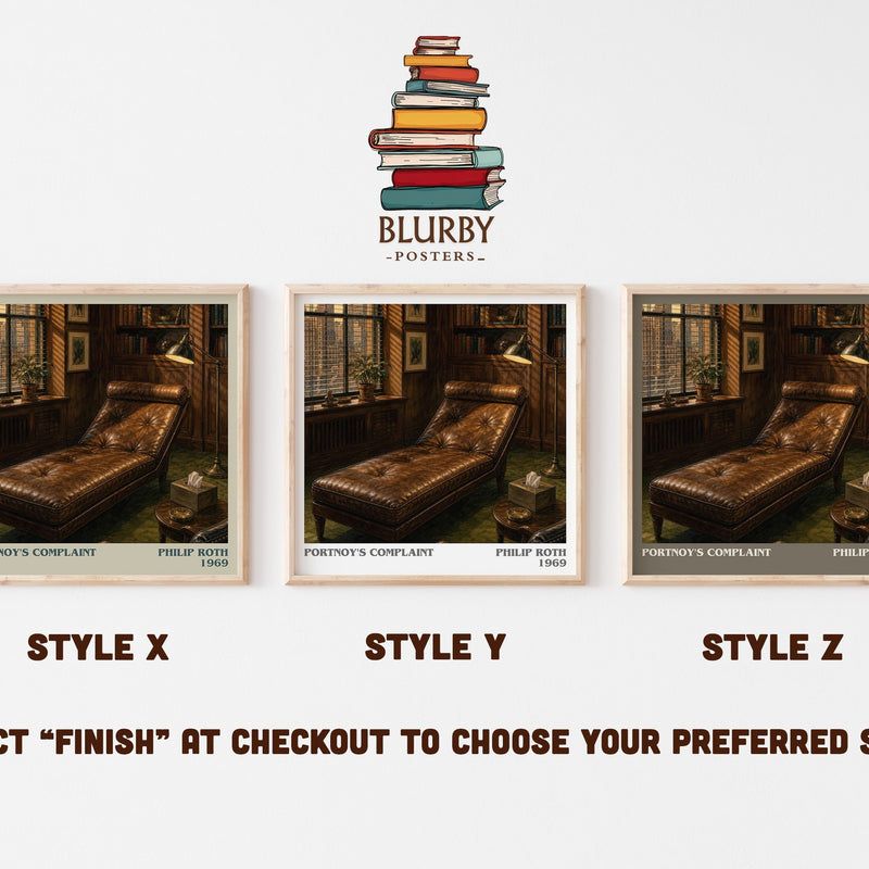Portnoy's Complaint literary print in frame leaning in hallway – literary fiction wall art