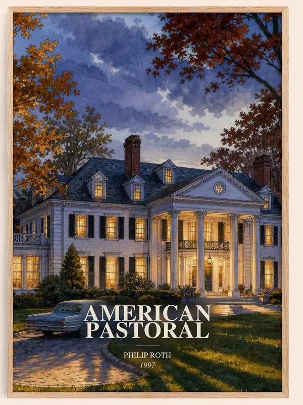 American Pastoral watercolour book poster by Philip Roth – framed literary art print