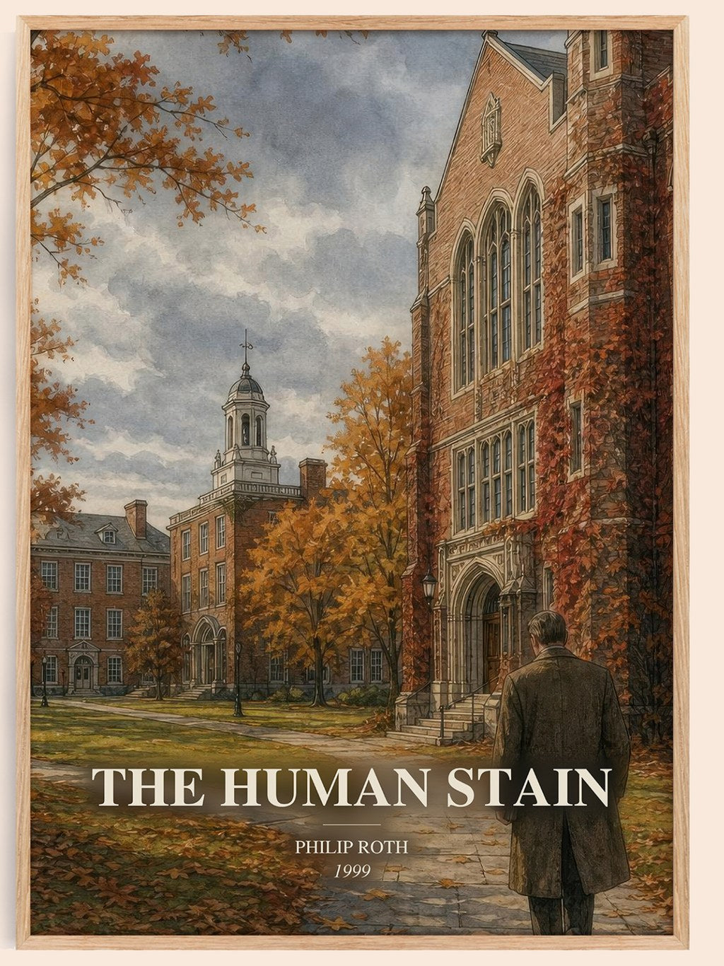 The Human Stain watercolour book poster by Philip Roth – framed literary art print