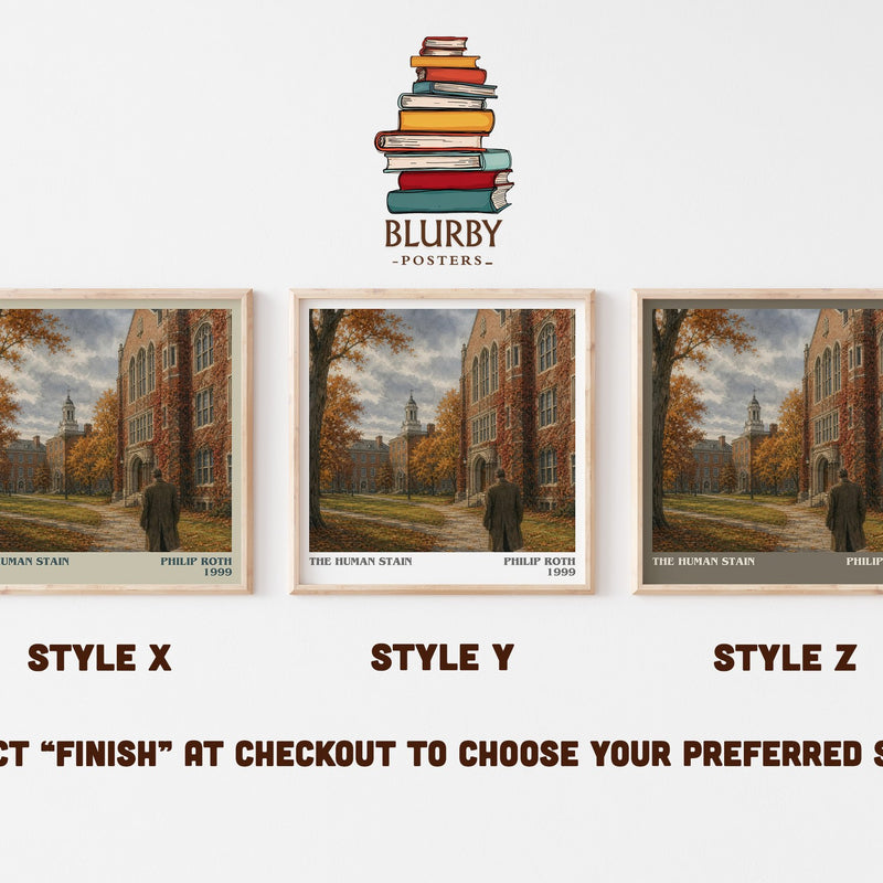 The Human Stain literary print in frame leaning in hallway – literary fiction wall art