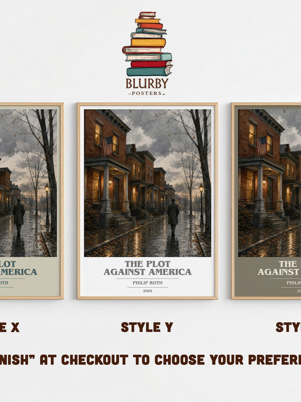 The Plot Against America book cover print in frame leaning in hallway – historical fiction wall art