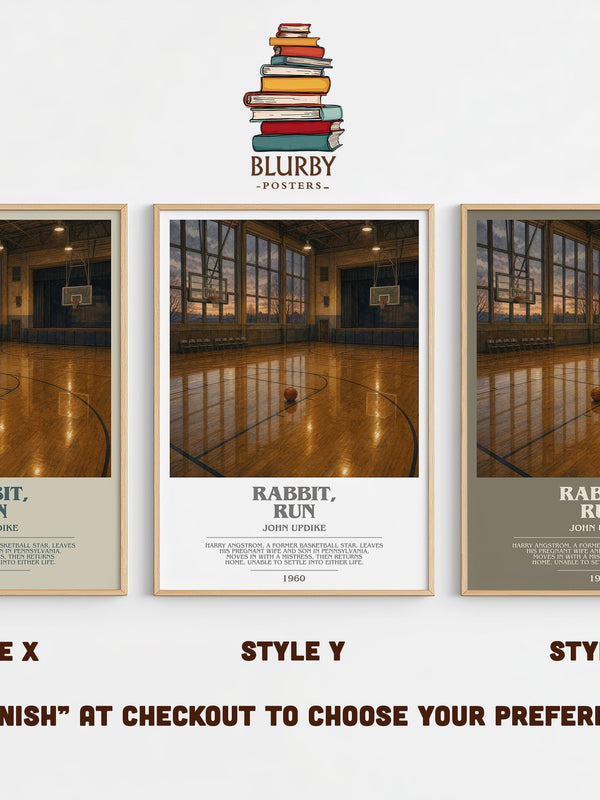 Rabbit, Run bookish print in frame leaning in hallway – literary fiction wall art