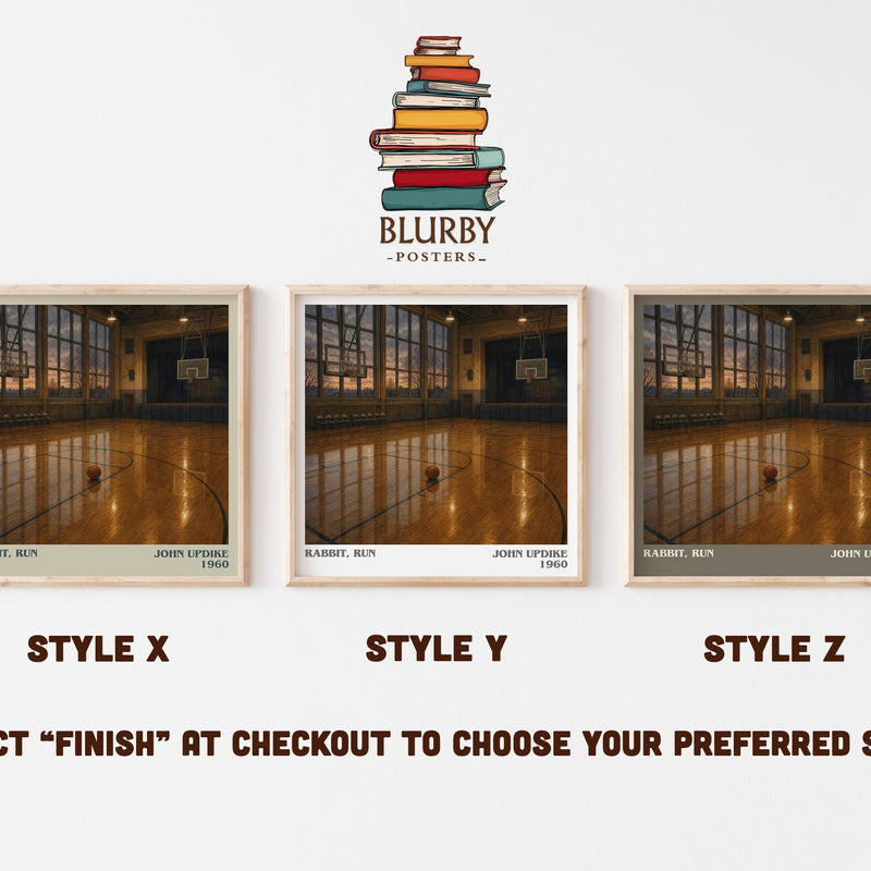 Rabbit, Run literary print in frame leaning in hallway – literary fiction wall art