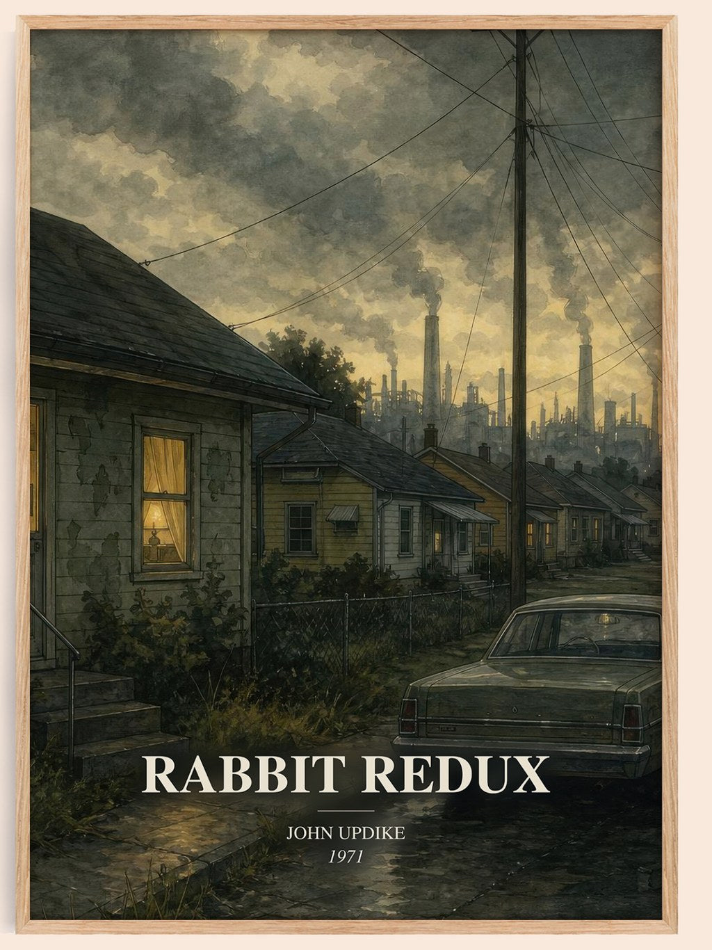 Rabbit Redux watercolour book poster by John Updike – framed literary art print
