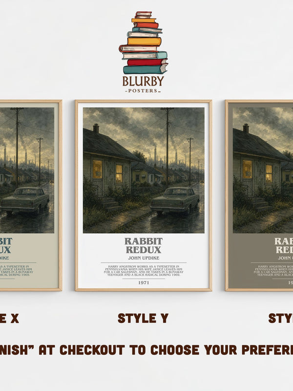 Rabbit Redux bookish print in frame leaning in hallway – literary fiction wall art