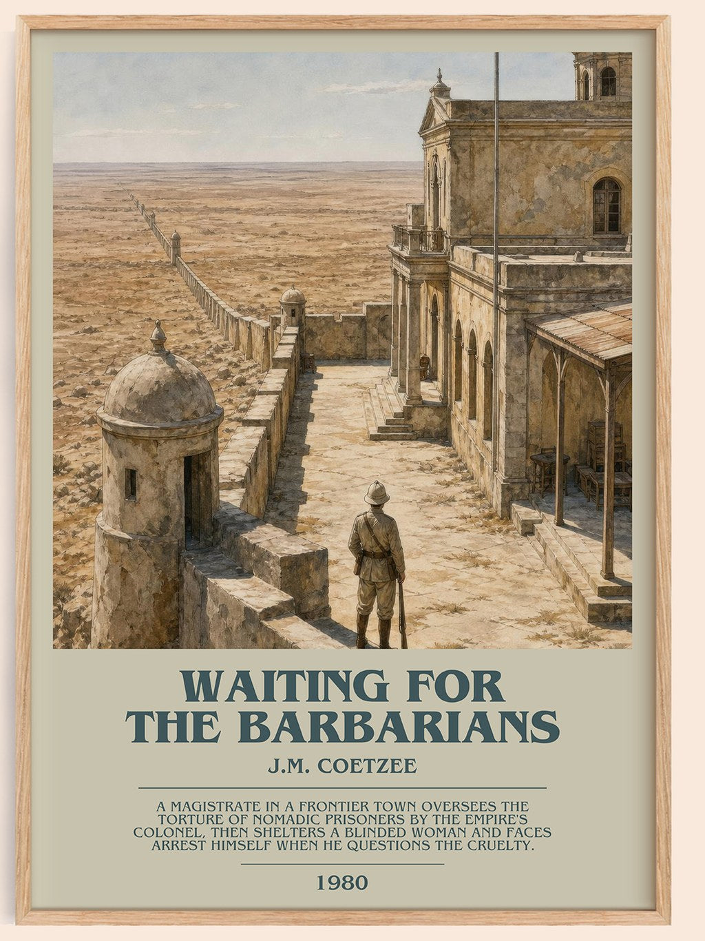 Waiting for the Barbarians bookish book poster by J.M. Coetzee – framed literary art print