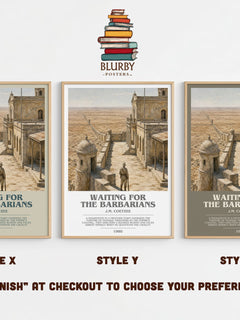 Waiting for the Barbarians bookish print in frame leaning in hallway – literary fiction wall art