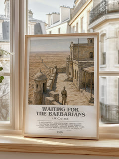 Waiting for the Barbarians bookish poster colour and style options – J.M. Coetzee book art
