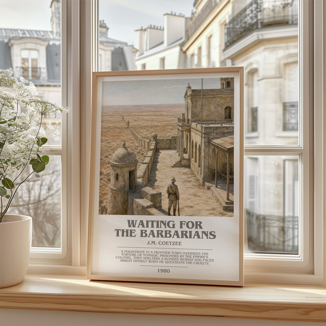 Waiting for the Barbarians bookish poster colour and style options – J.M. Coetzee book art