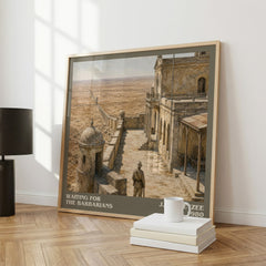 Waiting for the Barbarians literary print framed by window – literary home decor