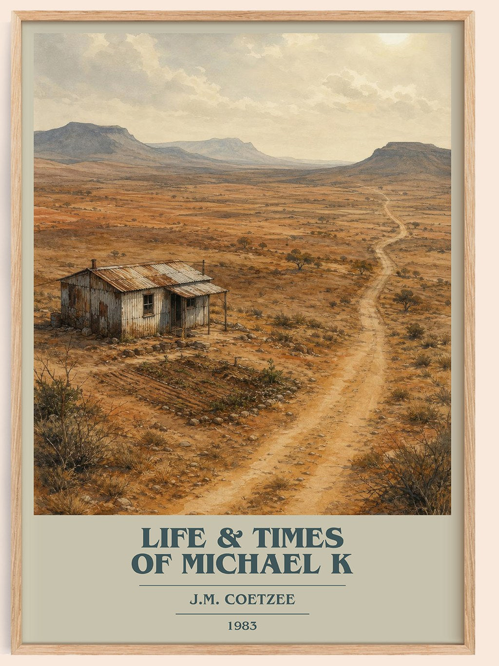 Life & Times of Michael K book cover book poster by J.M. Coetzee – framed literary art print