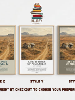 Life & Times of Michael K bookish print in frame leaning in hallway – literary fiction wall art