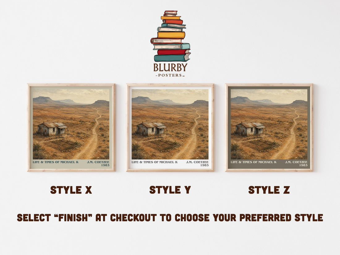 Life & Times of Michael K literary print in frame leaning in hallway – literary fiction wall art (mockup)