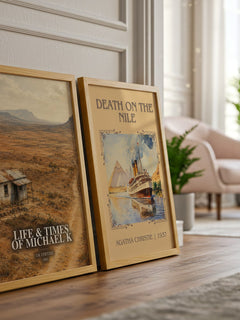 Life & Times of Michael K watercolour print framed by window – literary home decor