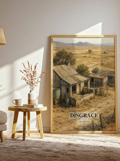 Disgrace watercolour print in frame leaning in hallway – literary fiction wall art