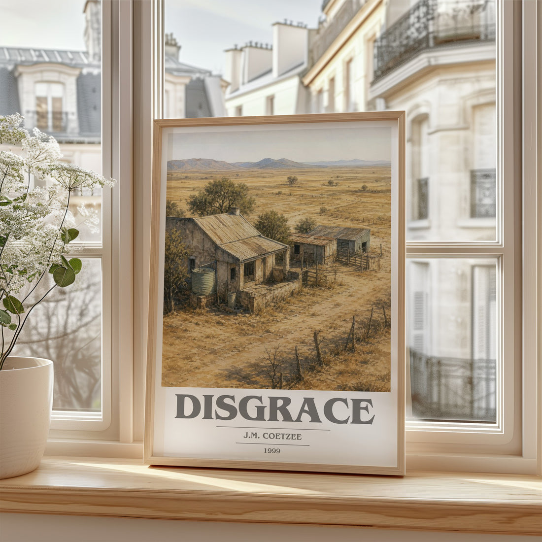 Disgrace book cover poster colour and style options – J.M. Coetzee book art