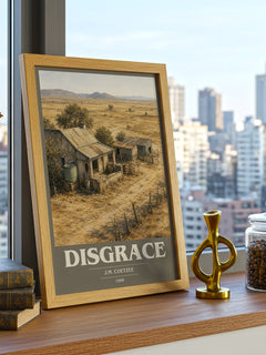 Disgrace book cover print framed by window – literary home decor
