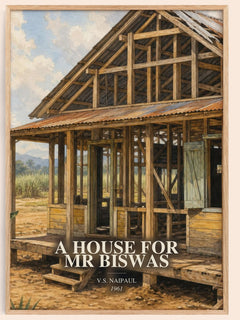 A House for Mr Biswas watercolour book poster by V.S. Naipaul – framed literary art print