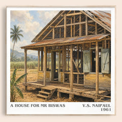 A House for Mr Biswas literary book poster by V.S. Naipaul – framed literary art print