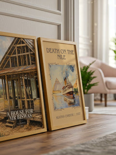 A House for Mr Biswas watercolour print framed by window – literary home decor
