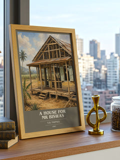 A House for Mr Biswas book cover print framed by window – literary home decor