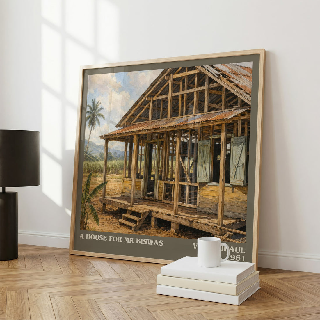 A House for Mr Biswas literary print framed by window – literary home decor