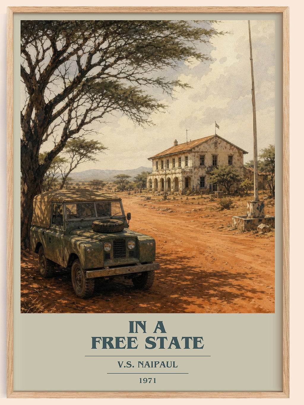 In a Free State book cover book poster by V.S. Naipaul – framed literary art print