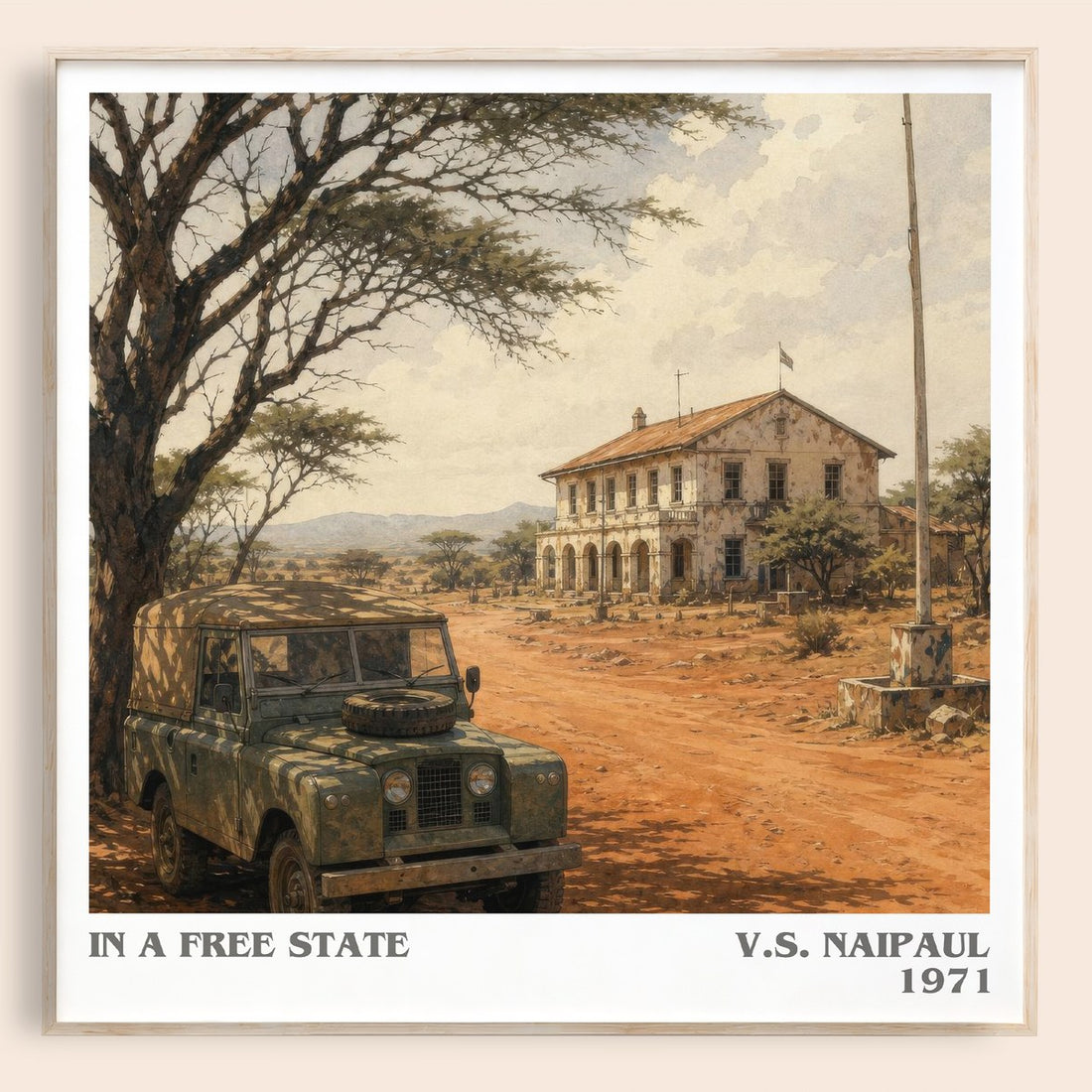 In a Free State literary book poster by V.S. Naipaul – framed literary art print