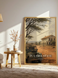 In a Free State watercolour print in frame leaning in hallway – literary fiction wall art
