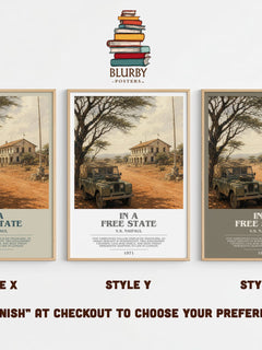 In a Free State bookish print in frame leaning in hallway – literary fiction wall art