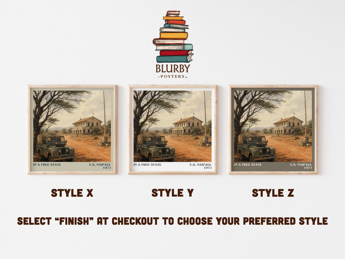 In a Free State literary print in frame leaning in hallway – literary fiction wall art (mockup)