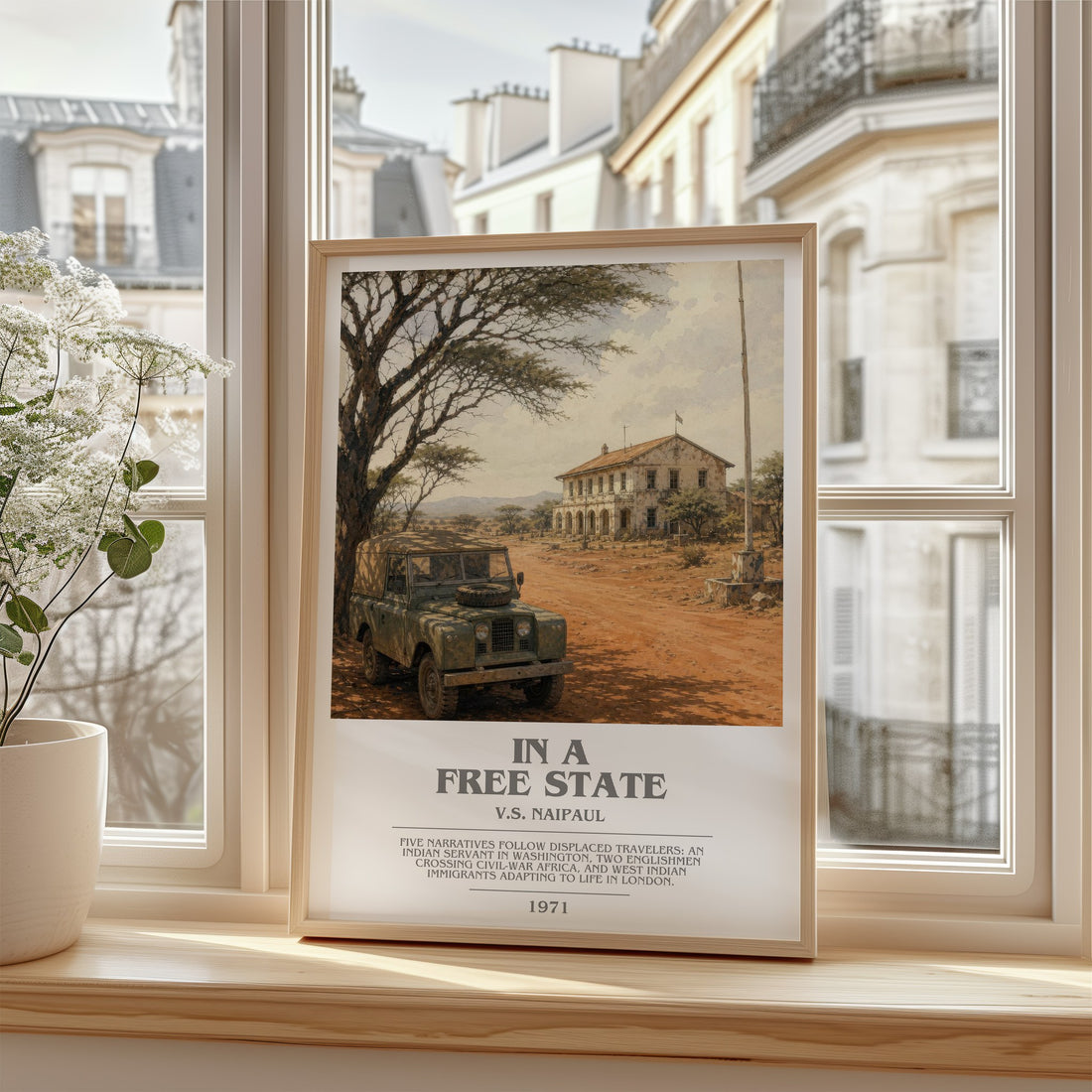 In a Free State bookish poster colour and style options – V.S. Naipaul book art