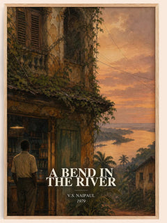 A Bend in the River watercolour book poster by V.S. Naipaul – framed literary art print