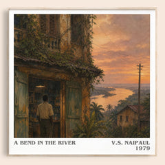 A Bend in the River literary book poster by V.S. Naipaul – framed literary art print