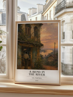 A Bend in the River book cover poster colour and style options – V.S. Naipaul book art