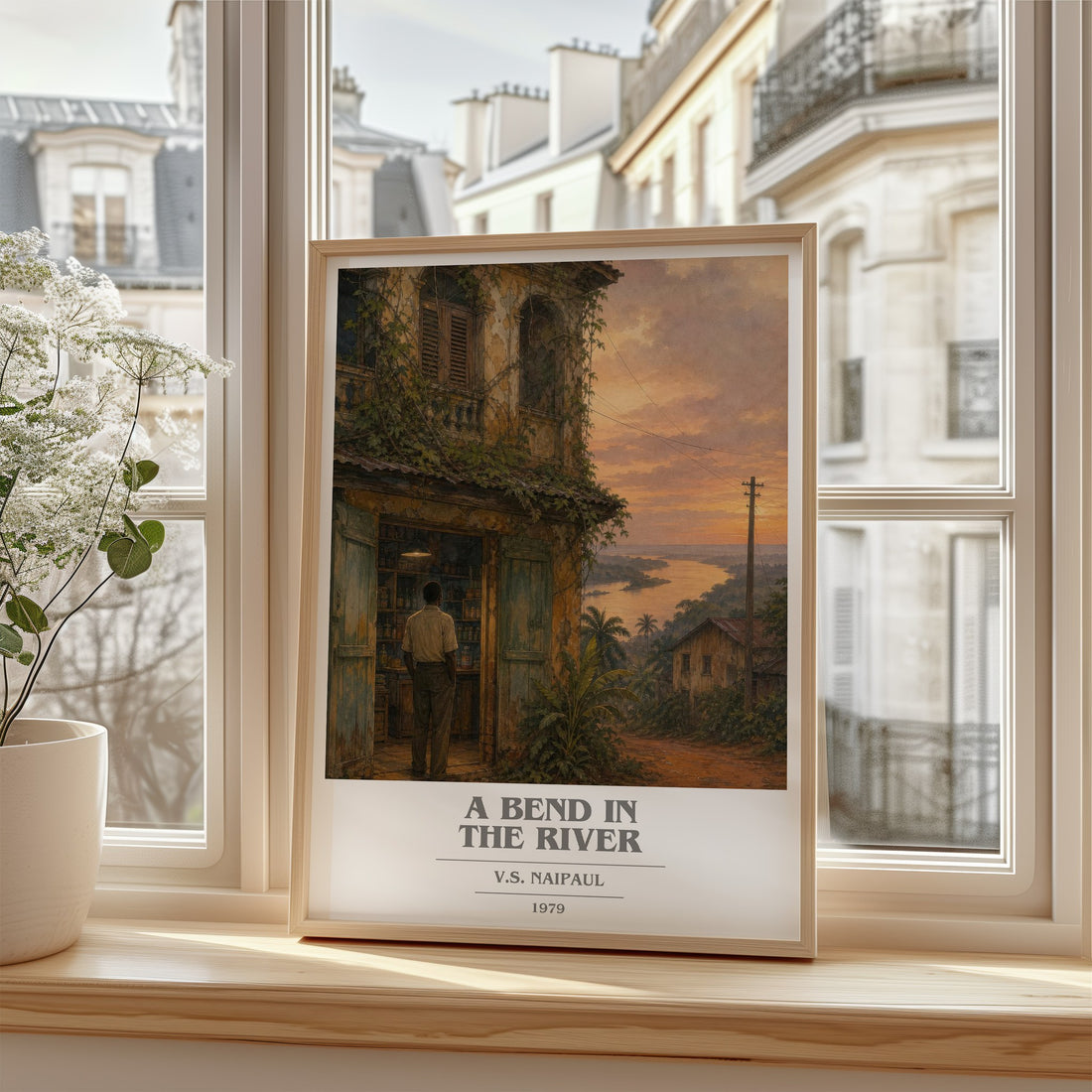 A Bend in the River book cover poster colour and style options – V.S. Naipaul book art