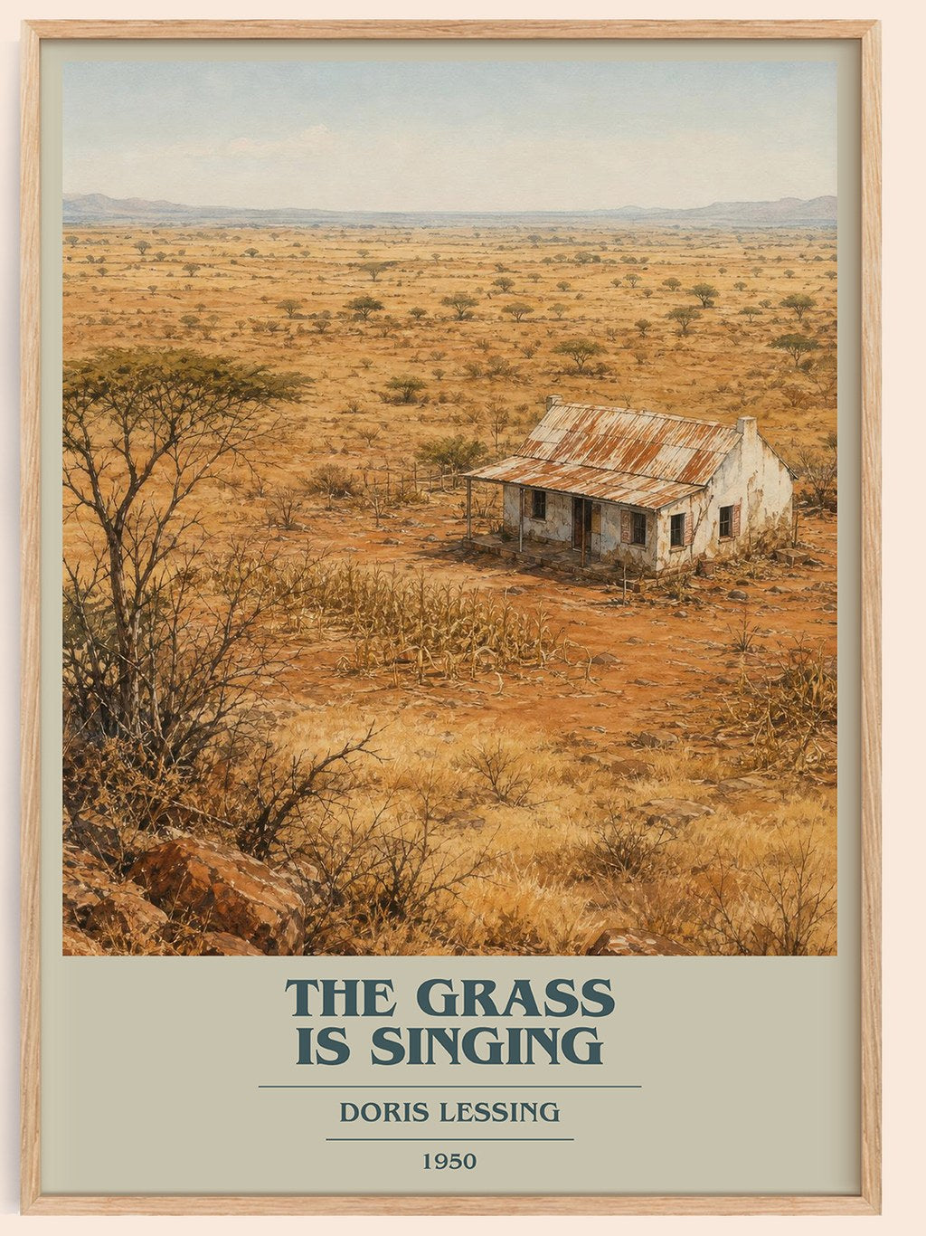 The Grass Is Singing book cover book poster by Doris Lessing – framed literary art print