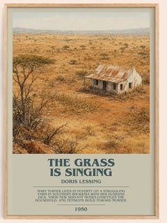 The Grass Is Singing bookish book poster by Doris Lessing – framed literary art print