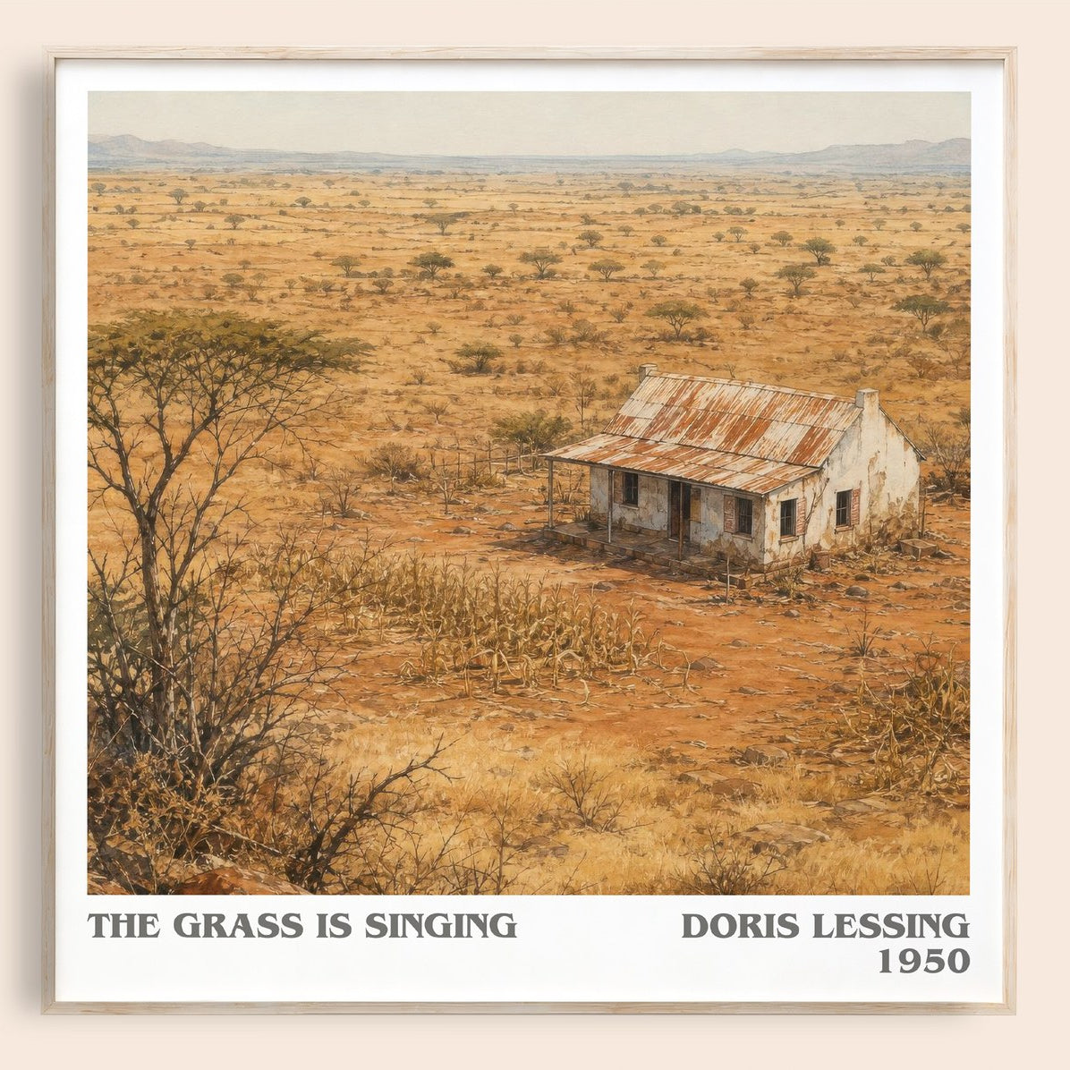The Grass Is Singing literary book poster by Doris Lessing – framed literary art print