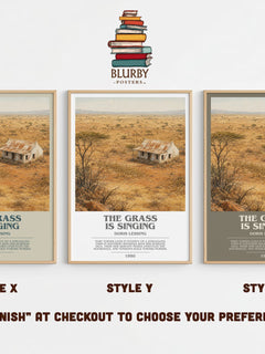 The Grass Is Singing bookish print in frame leaning in hallway – literary fiction wall art