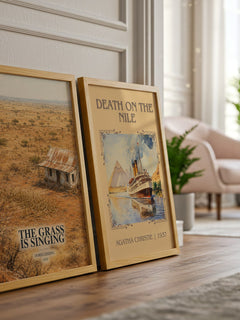 The Grass Is Singing watercolour print framed by window – literary home decor
