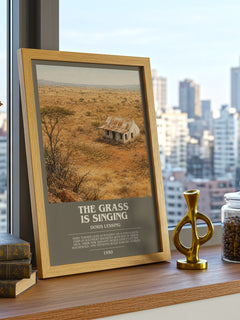 The Grass Is Singing bookish print framed by window – literary home decor