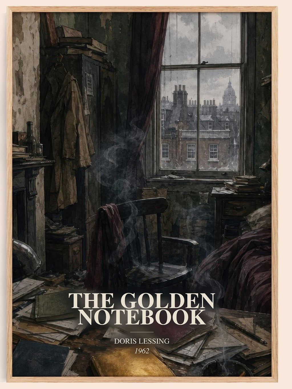 The Golden Notebook watercolour book poster by Doris Lessing – framed literary art print